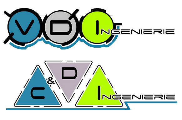 Logos VDI et C&DI contour blanc alignés verticalement