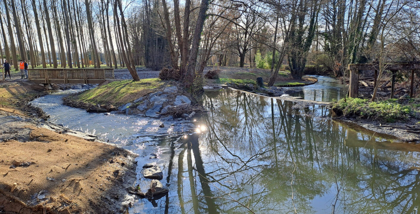 Travaux de restauration de la continuité écologique du seuil de Chantemerle à Saint-Didier de Formans